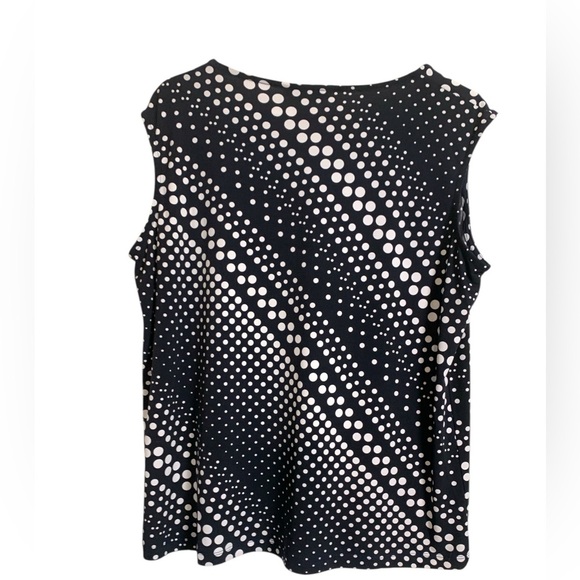 Tanjay Petite Navy Blue Sleeveless Office Top, Soft, Stretch, Polka Dots - Picture 2 of 9